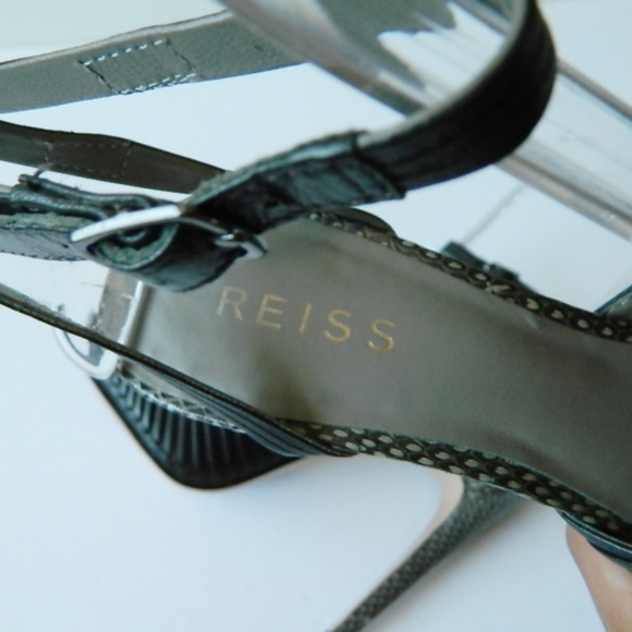 Reiss Snake Print Leather Platform Peep Toe - Picture 3 of 8